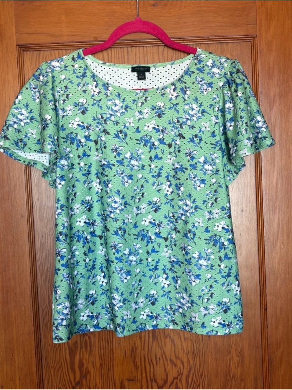 Ann Taylor Factory Green Floral Blouse
